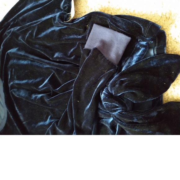 RDI BLUE VELVET SHIRT WITH FRONT ROUCHING SIZE S - Picture 4 of 6